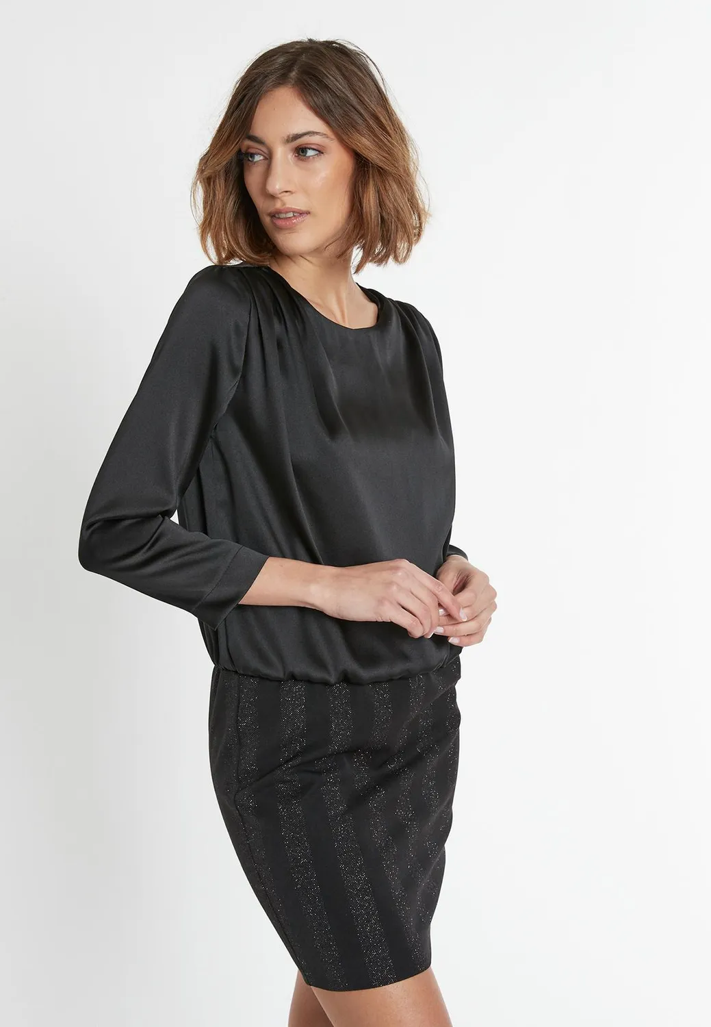 Ana Alcazar Sammy abito corto nero lurex