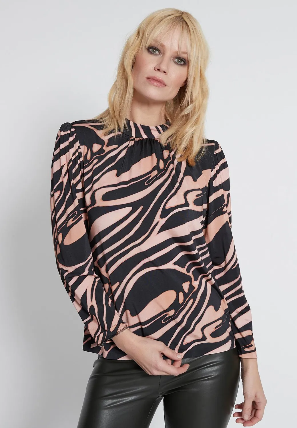 Ana Alcazar Hiddi camicia collo alto fantasia