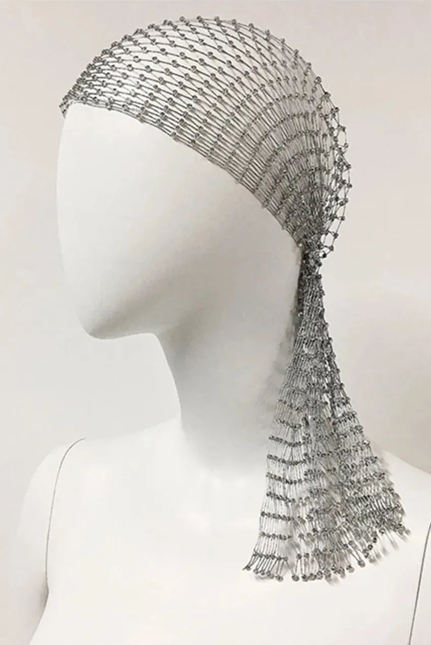 Goddiva SVNX Vintage Rhinestone copricapo velo argento
