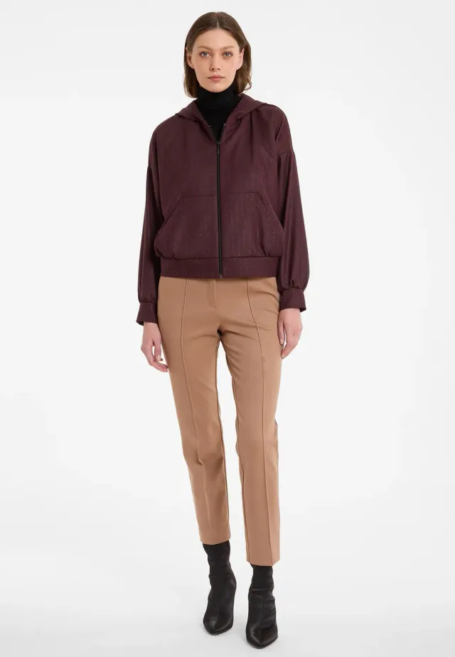 Ana Alcazar Adea giacca blouson bordeaux gessata