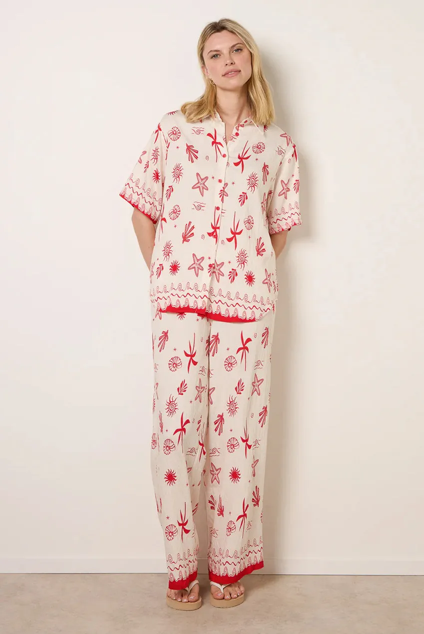 Blue Vanilla Marine-Inspired Print co-ord set rosso