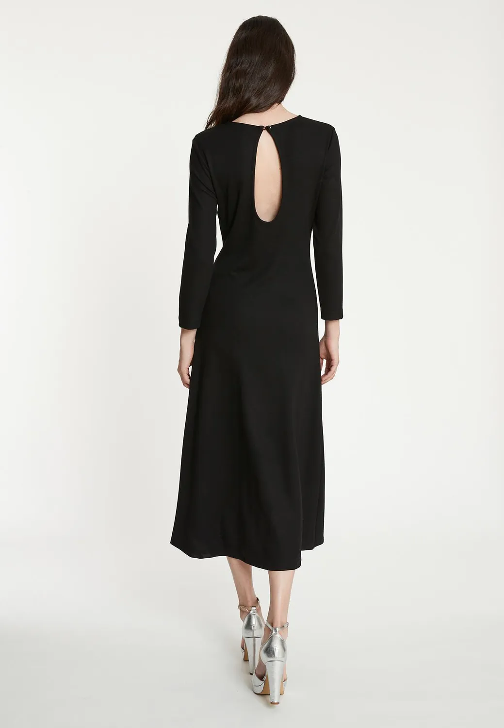 Ana Alcazar Tia abito midi nero jersey