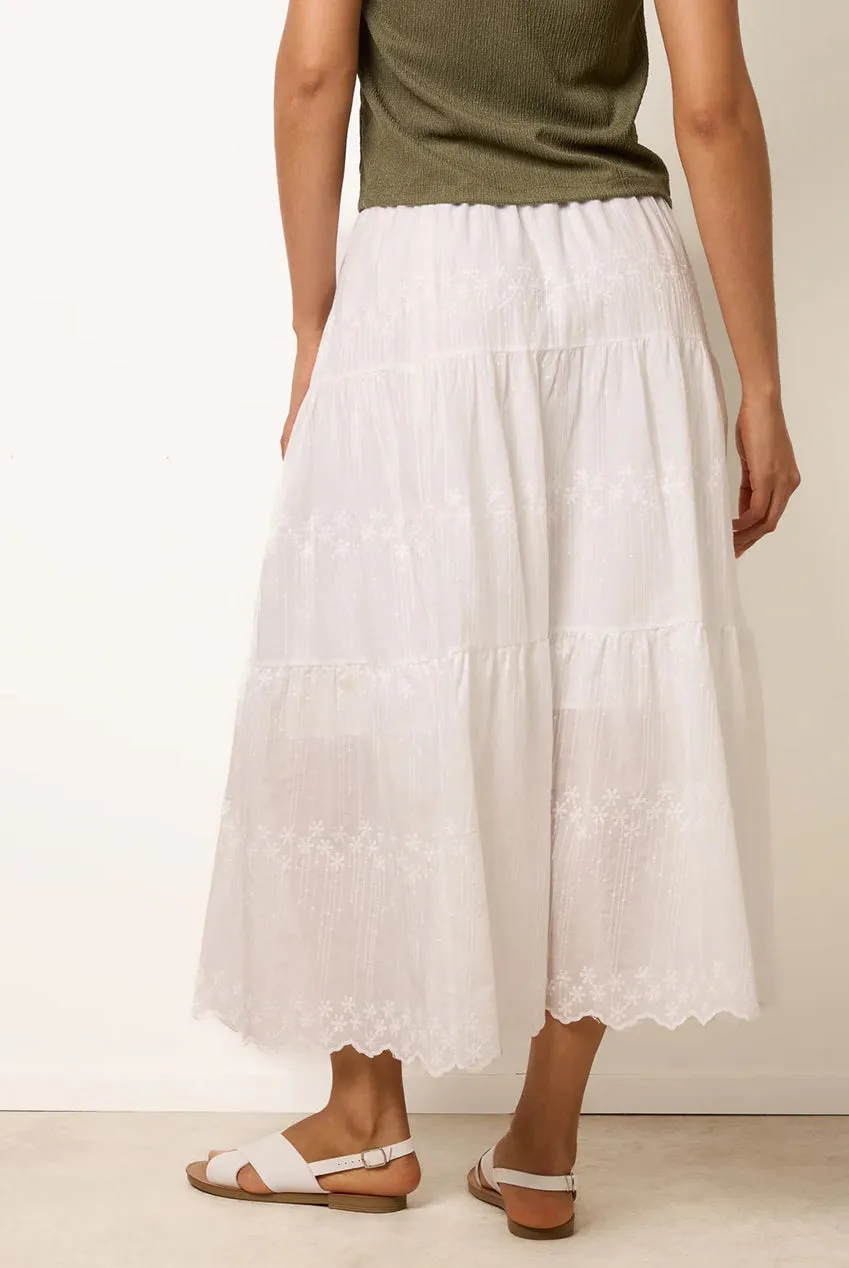 Blue Vanilla gonna maxi bianca cotone vita elasticizzata