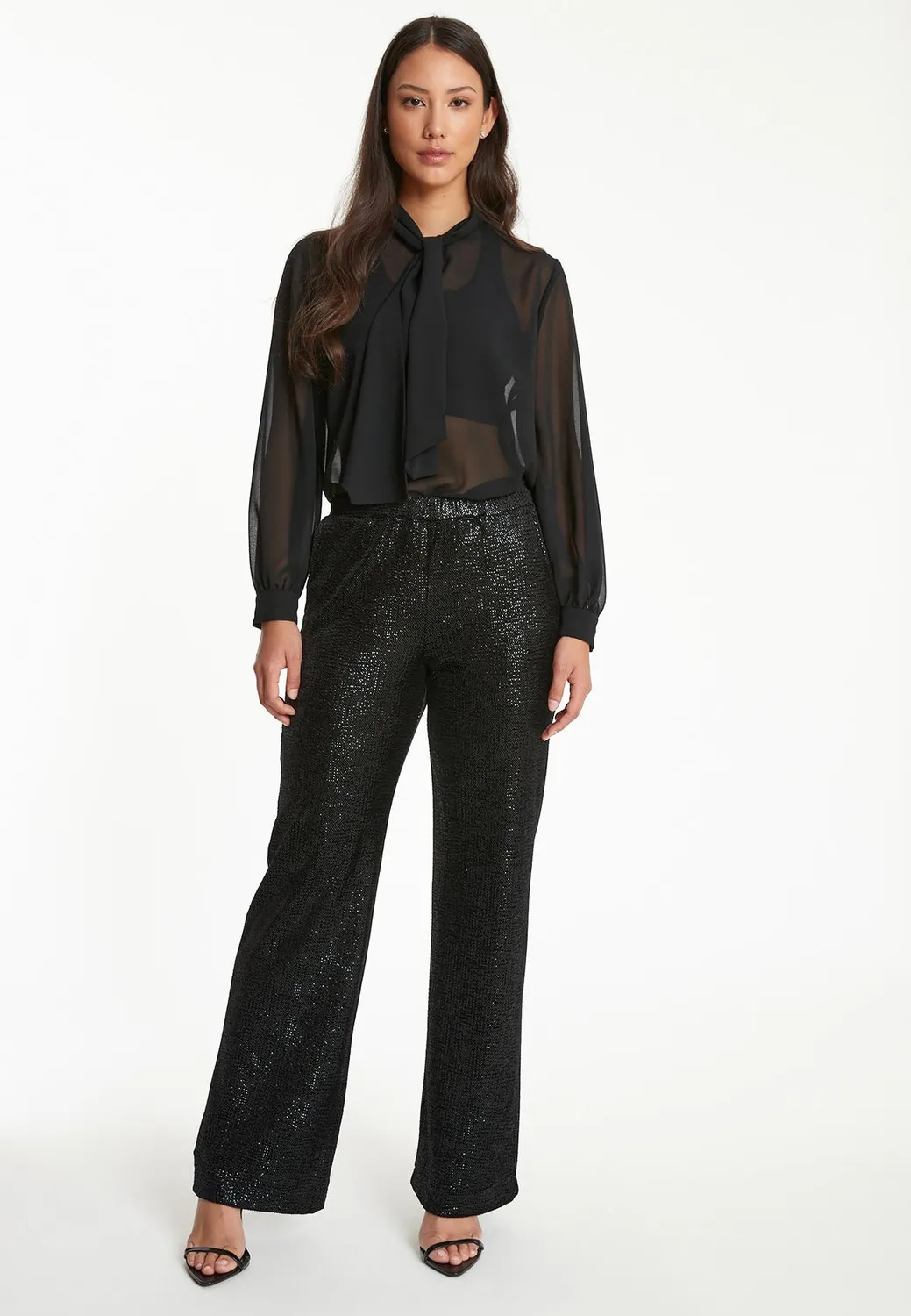 Ana Alcazar Tajane pantaloni velluto nero paillettes