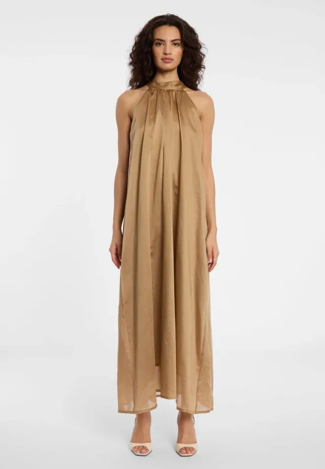 Ana Alcazar Dayla abito lungo halterneck marrone