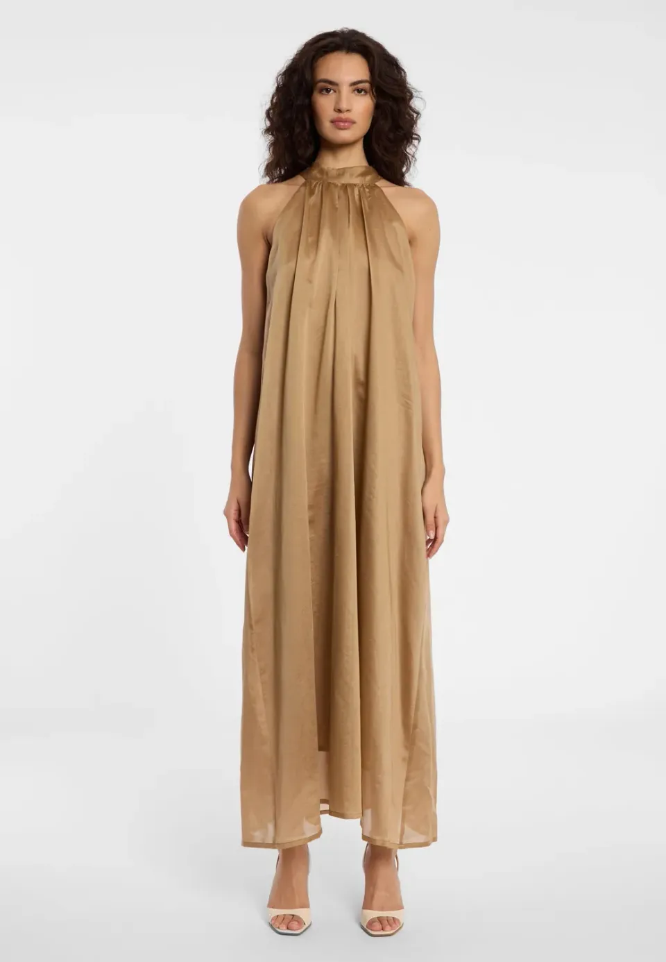 Ana Alcazar Dayla abito lungo halterneck marrone