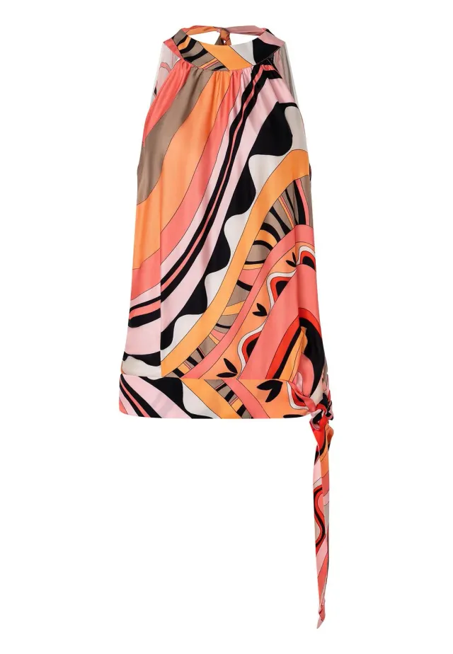Ana Alcazar Paory Neckholder top satin rosa fiocco