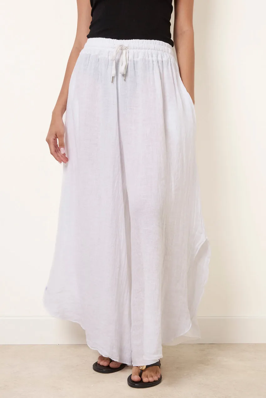 Blue Vanilla Extreme Wide Leg pantaloni lino bianchi
