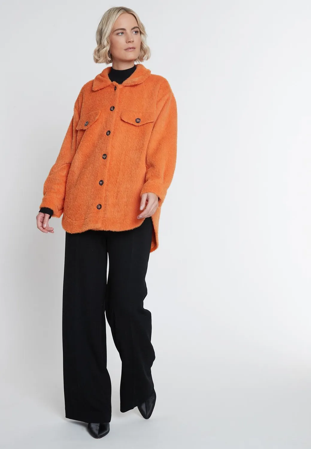 Ana Alcazar Mabis camicia giacca teddy arancione