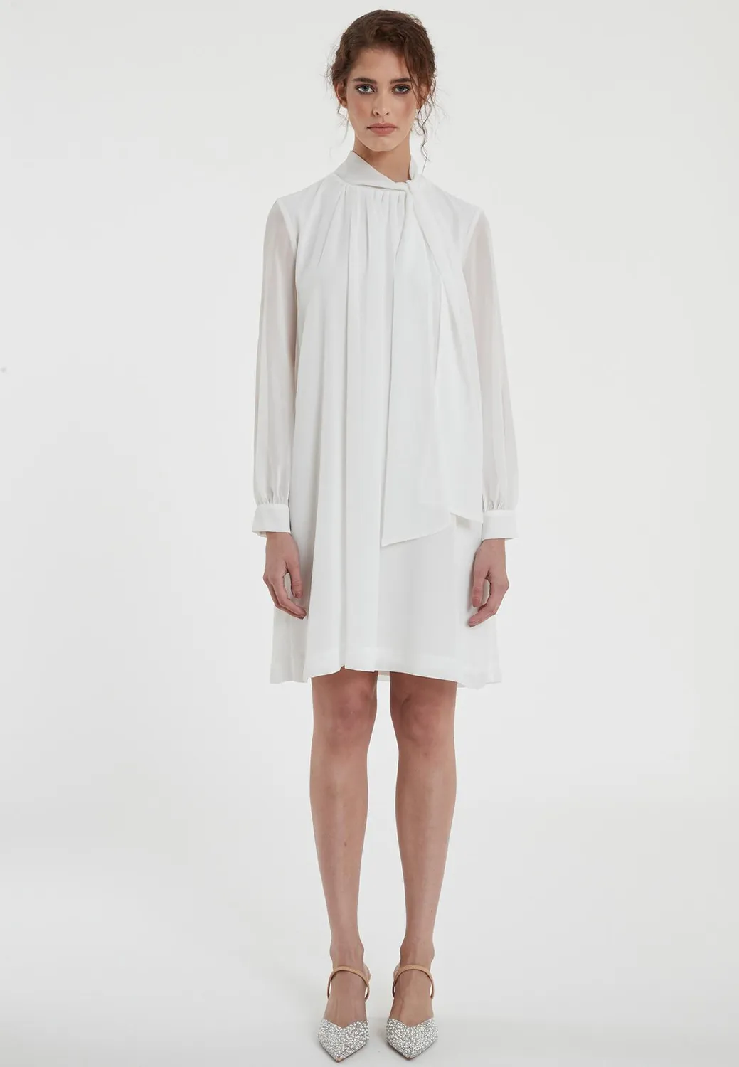 Ana Alcazar Tiwea abito chiffon bianco corto