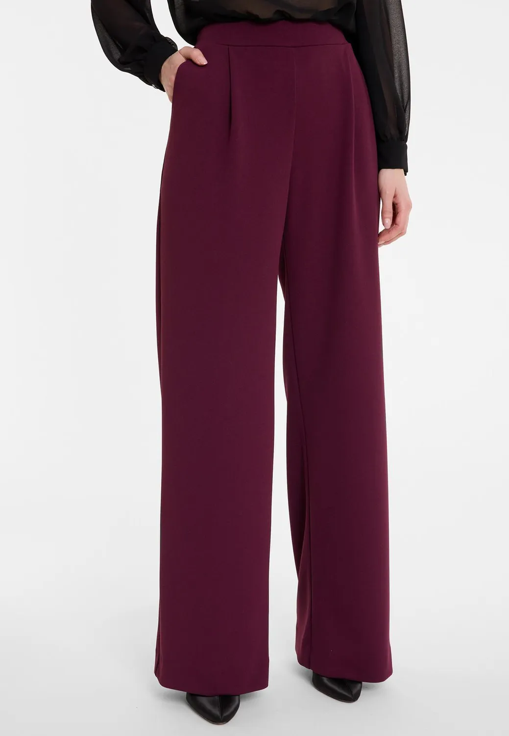 Ana Alcazar Adysa pantaloni palazzo bordeaux pieghe
