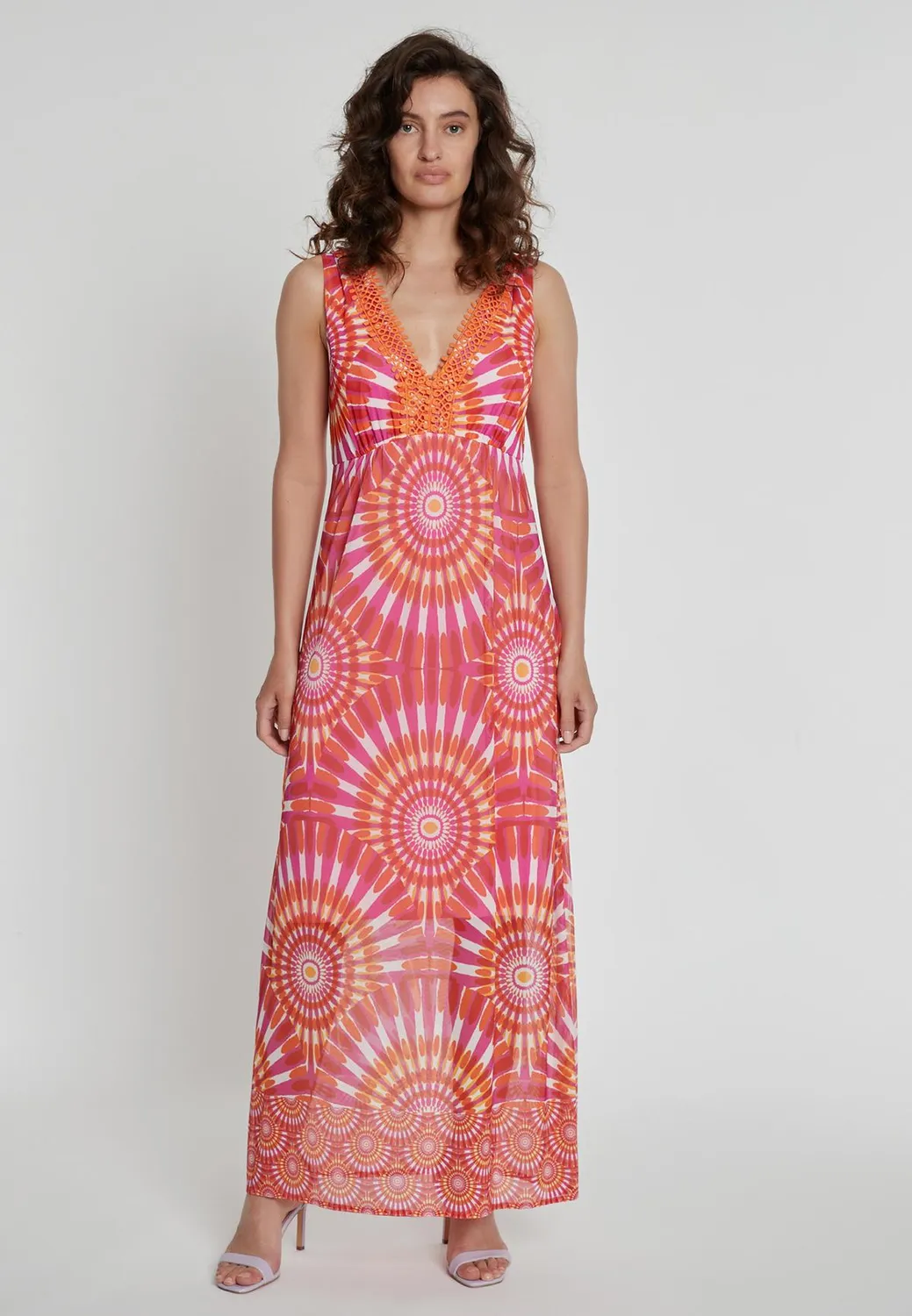 Ana Alcazar Kesona abito maxi batik scollo V