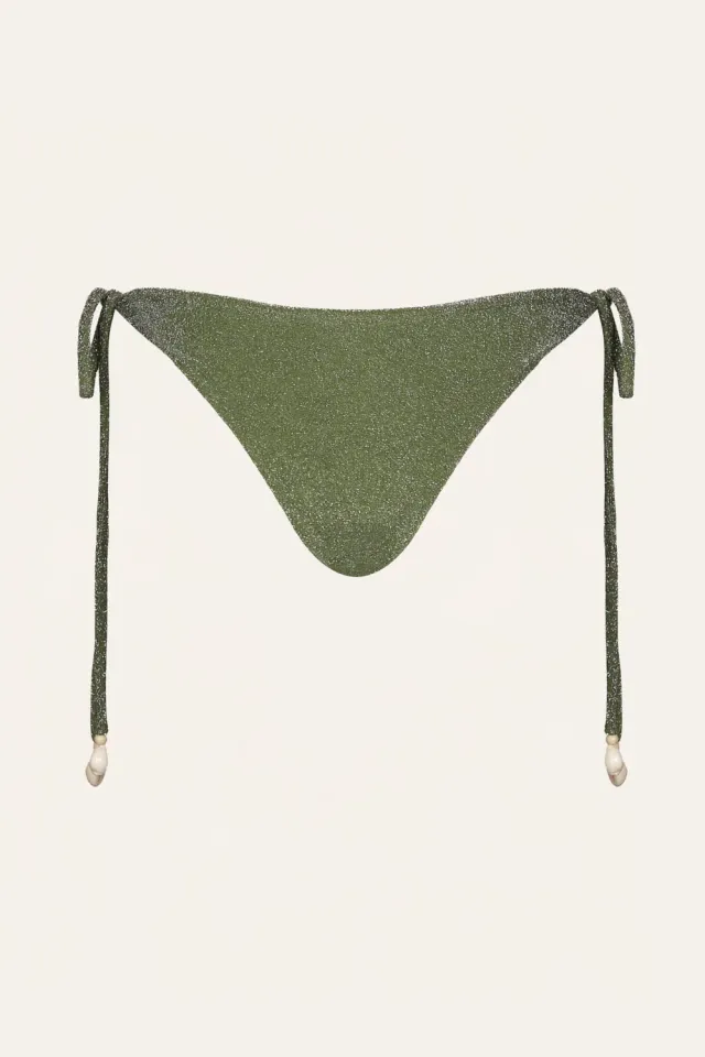 Johanna Ortiz Sagrado slip bikini lacci verde lurex