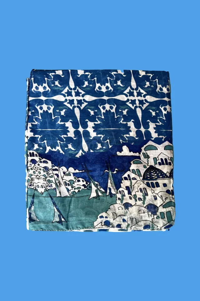 Antica Sartoria Maioliche DV1758 foulard blu cotone maioliche