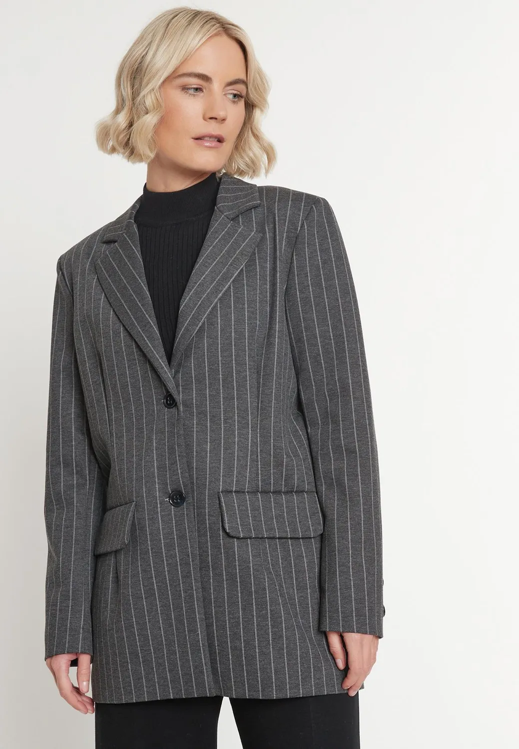 Ana Alcazar Mesea blazer oversize gessato grigio