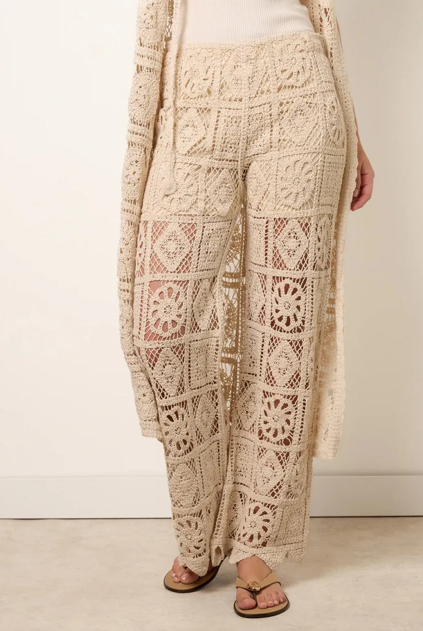 Blue Vanilla pantaloni crochet svasati pietra