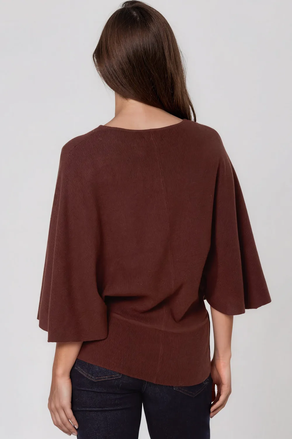 Aftershock Tie Waist maglione marrone manica pipistrello