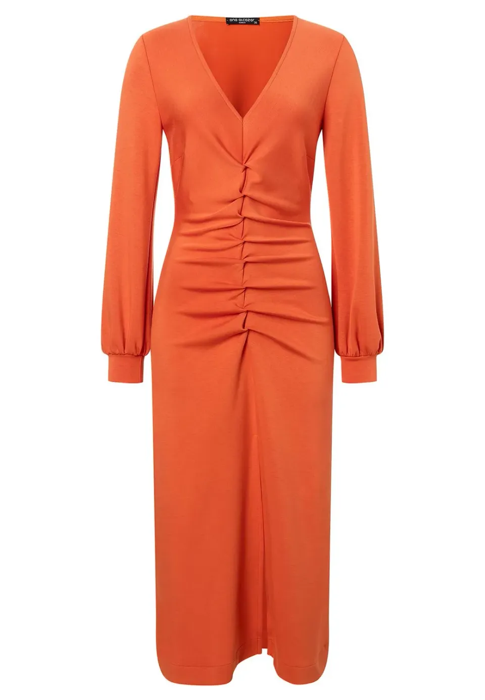 Ana Alcazar Sedona abito midi jersey arancione scollo V