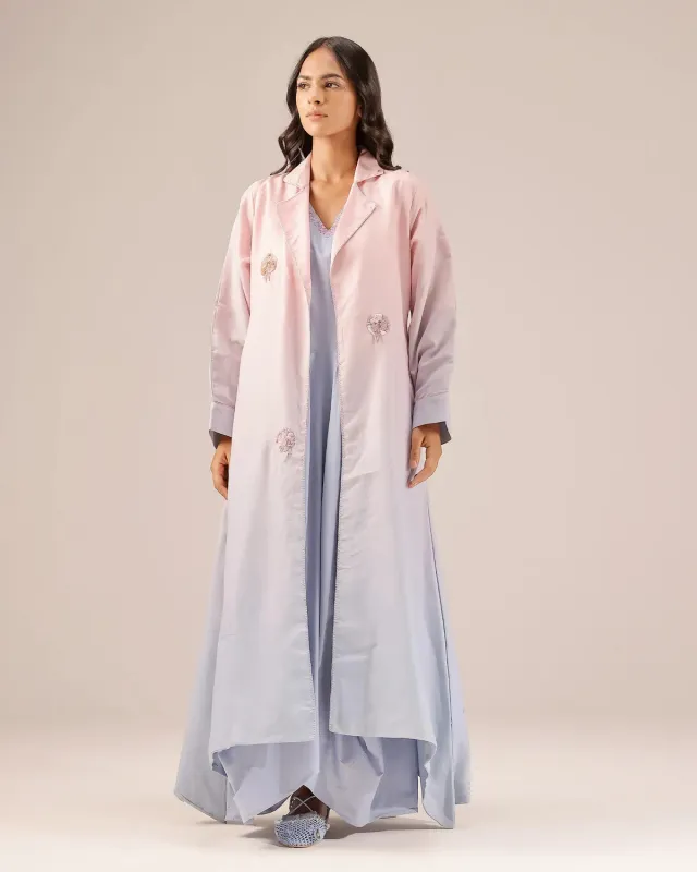 Our Dve Ocean Dusk completo abito giacca rosa azzurro