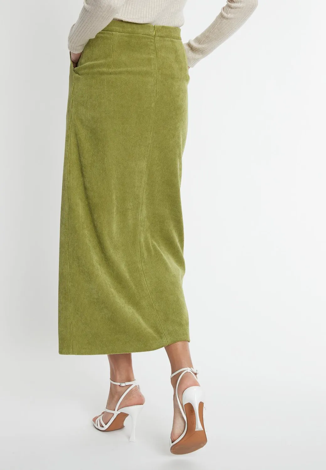 Ana Alcazar Sasla gonna midi verde lime spacco