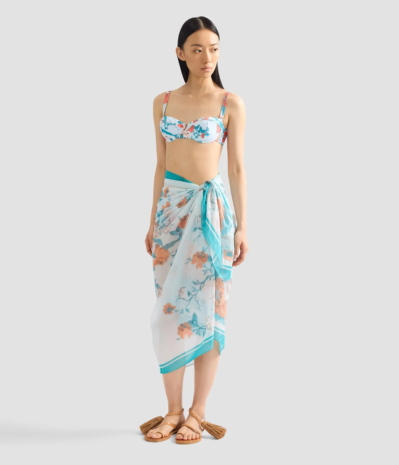 Erdem Floral pareo voile stampa papaveri blu
