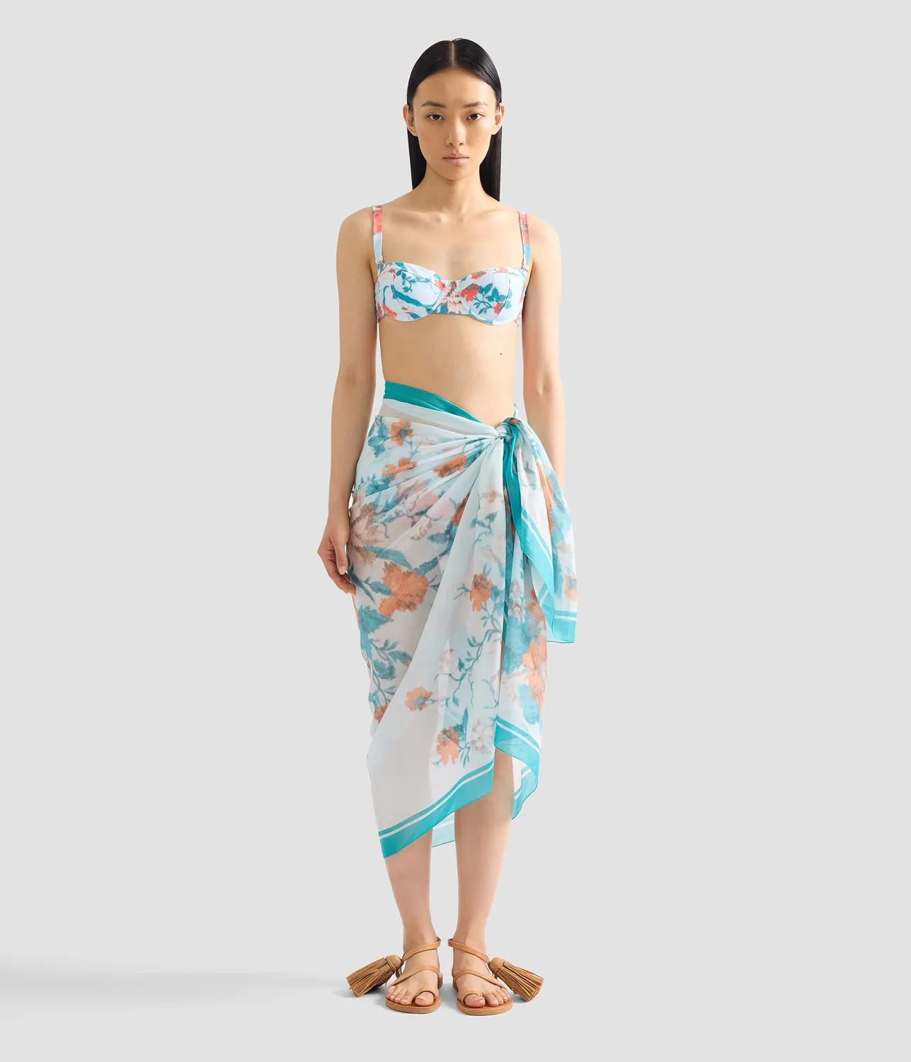 Erdem Floral pareo voile stampa papaveri blu