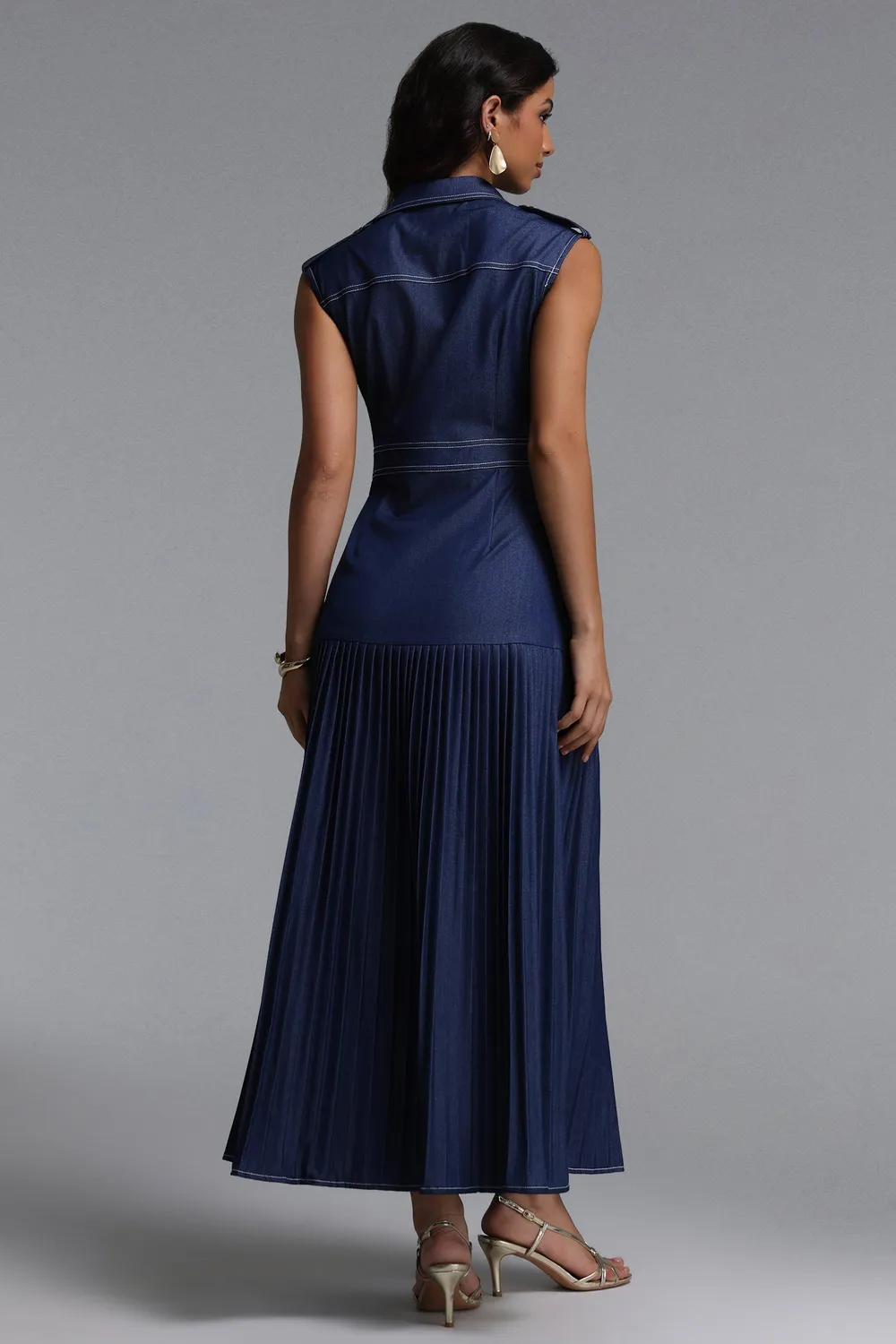 Bella Barnett Jouy Tailored abito maxi denim blu