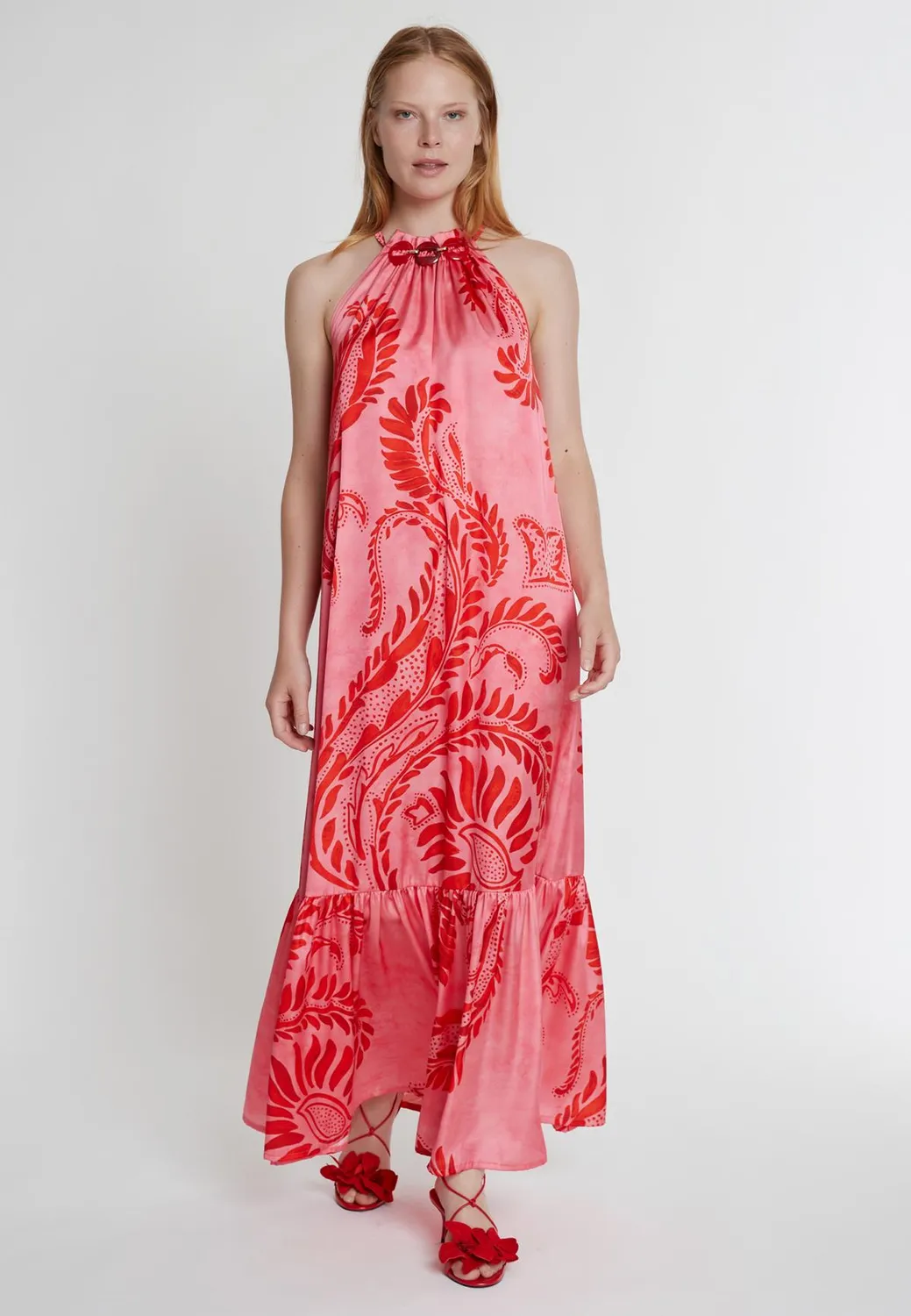 Ana Alcazar Kasa abito maxi halter balze fantasia