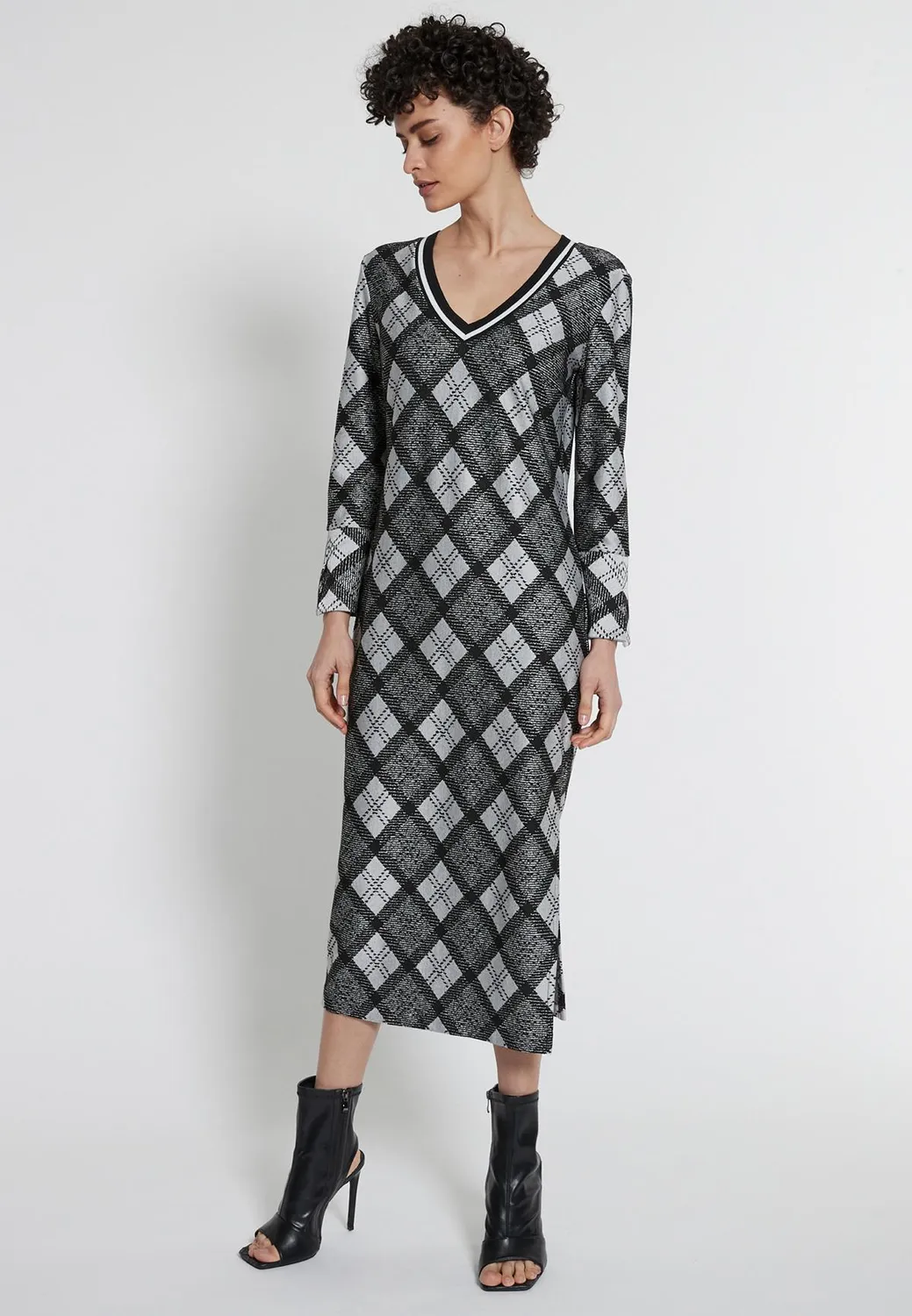Ana Alcazar Hetty abito midi rombi scollo V