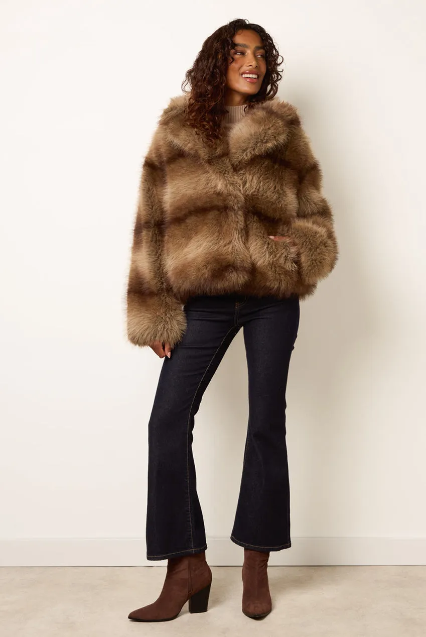 Blue Vanilla giacca cappotto pelliccia corta mocha S/M