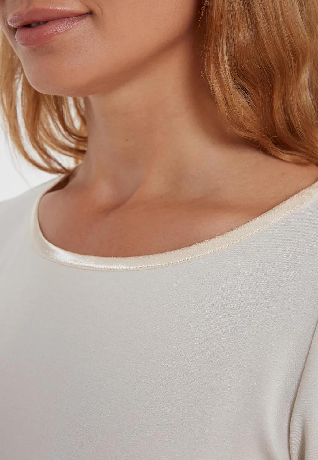 Ana Alcazar Serina top jersey avorio maniche tromba