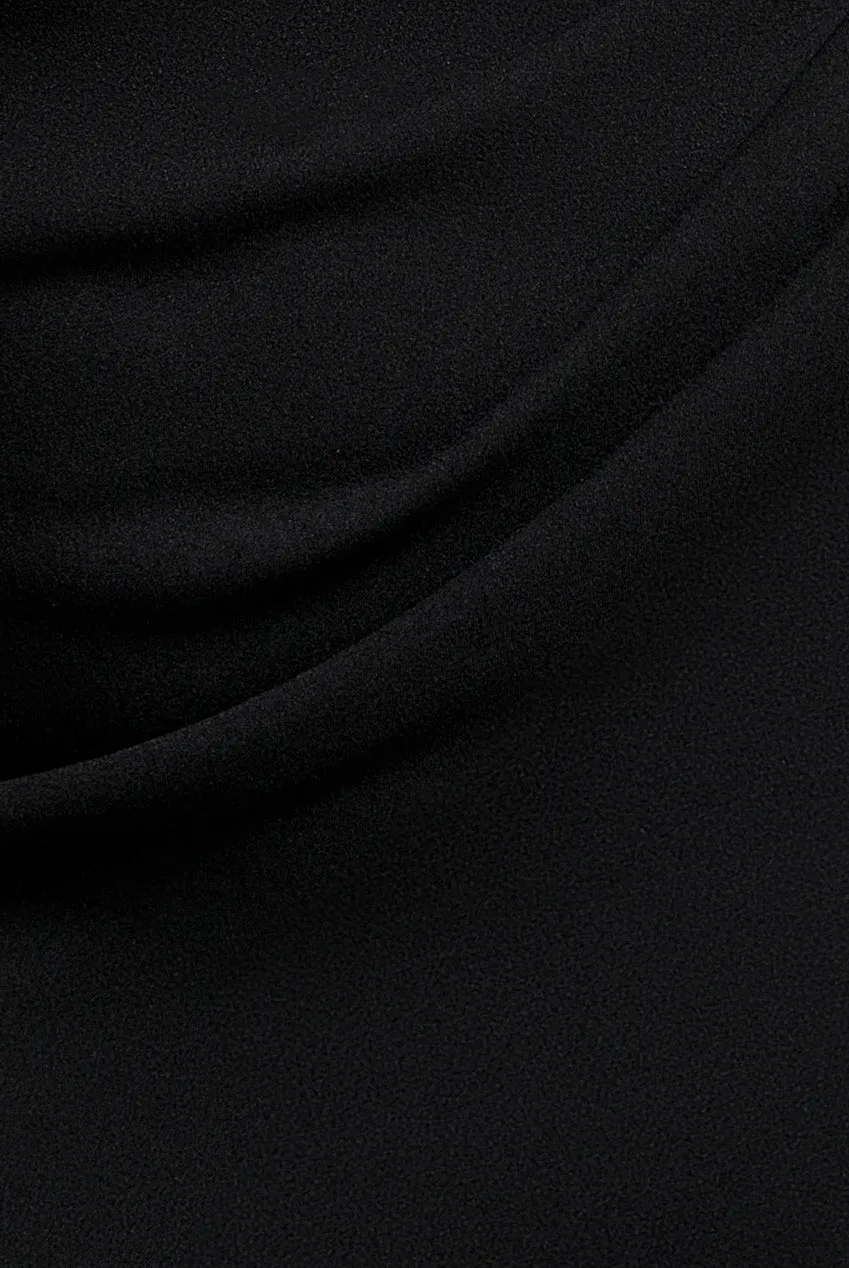 Goddiva Bardot abito sirena plissettato nero maxi
