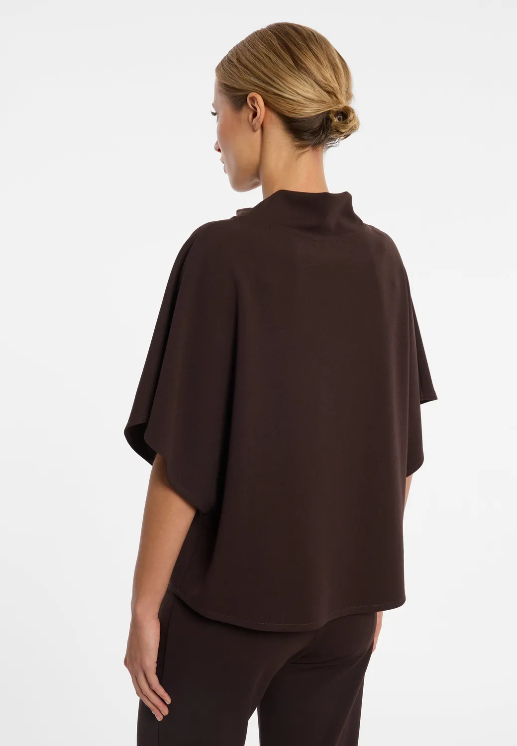 Ana Alcazar Elioreste top mantella marrone collo alto