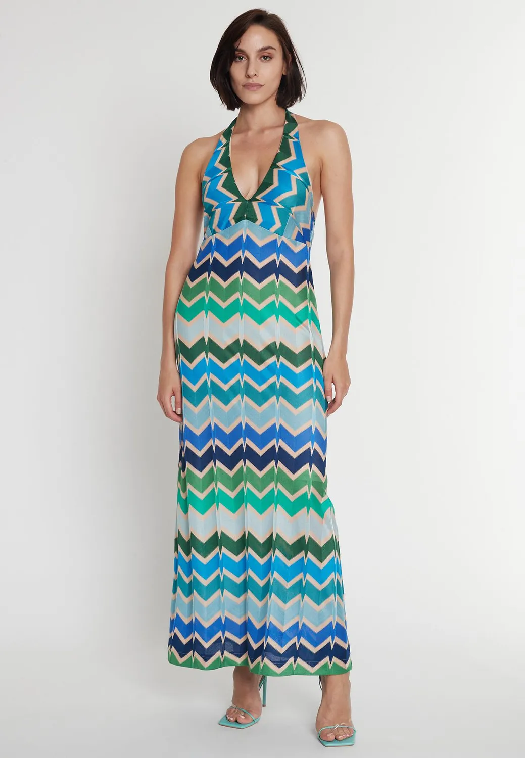 Ana Alcazar Pocary maxi abito halter verde