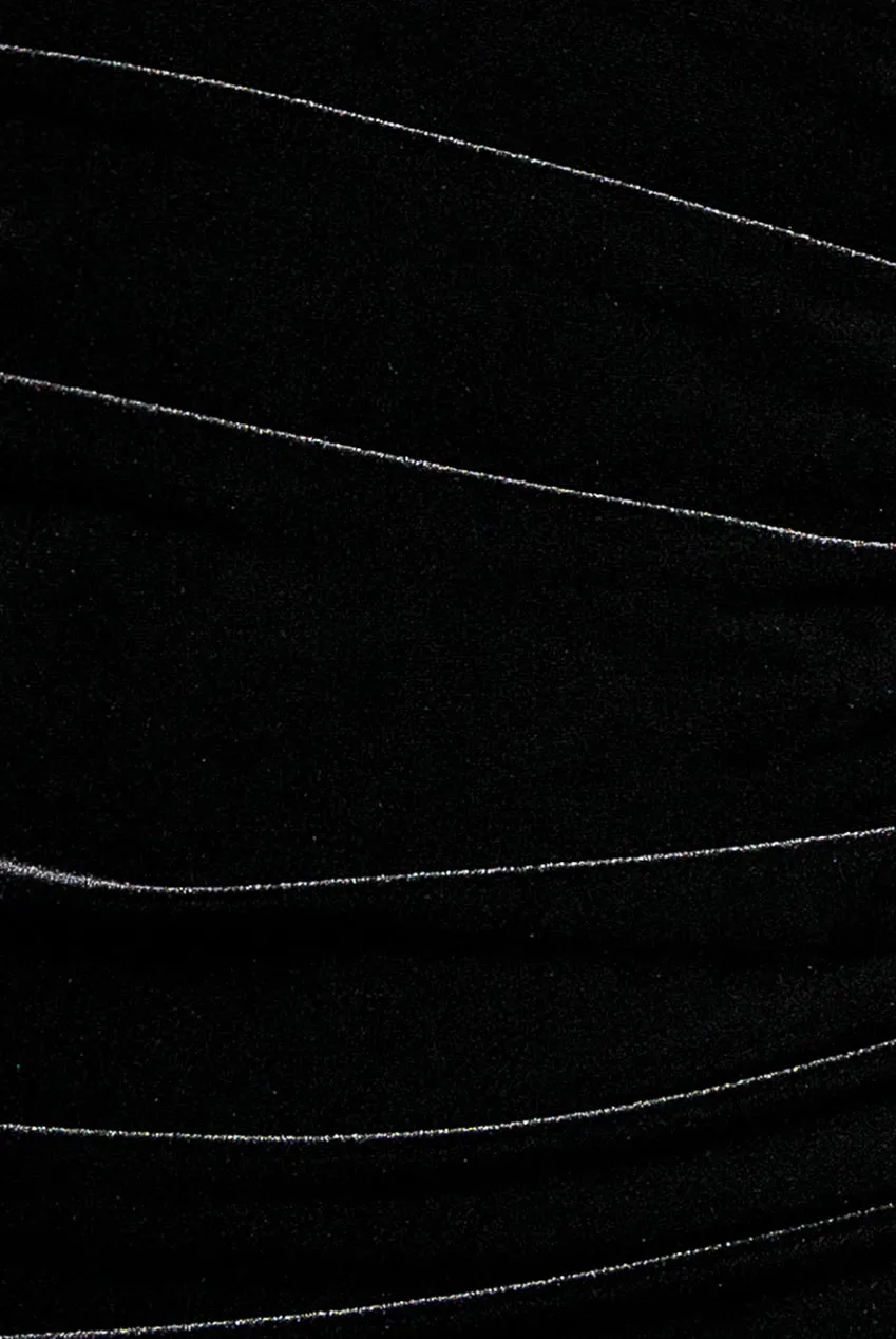 Goddiva Velvet abito maxi nero velluto spacco