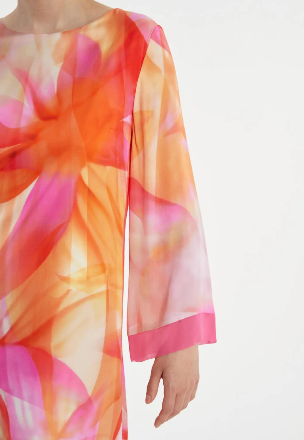 Ana Alcazar Zawoni abito tunica floreale arancio rosa