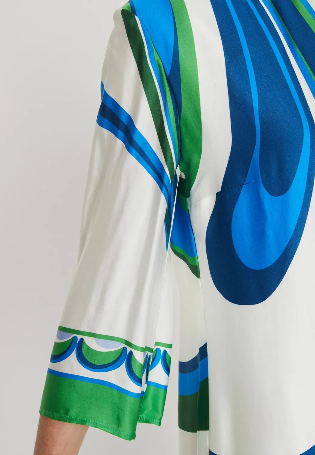 Ana Alcazar Lahea abito tunica fantasia blu verde