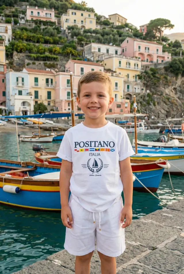 Antica Sartoria Positano FM026 t-shirt blu cotone