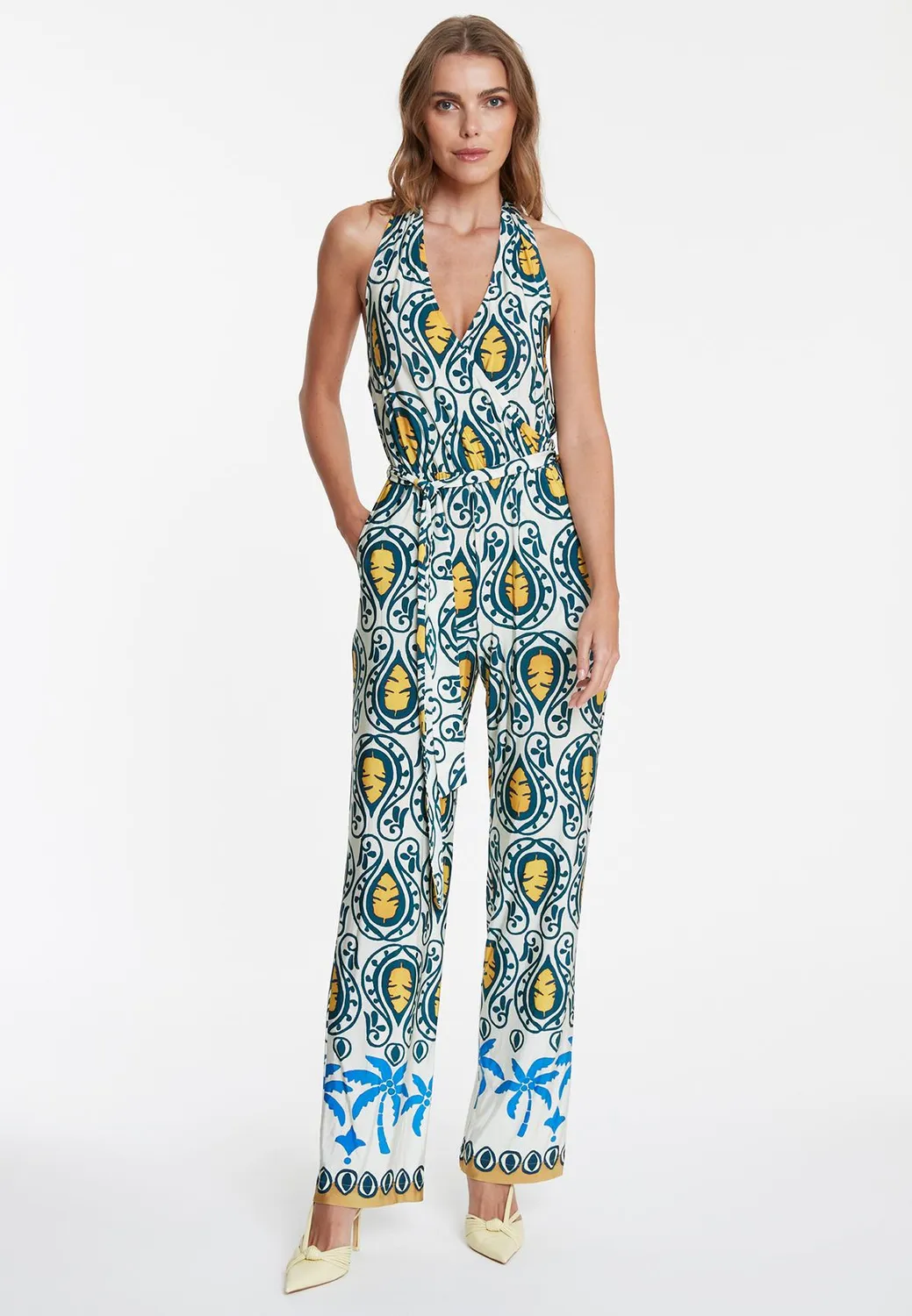 Ana Alcazar Winora Tuta Jersey Stampa Palma Halter
