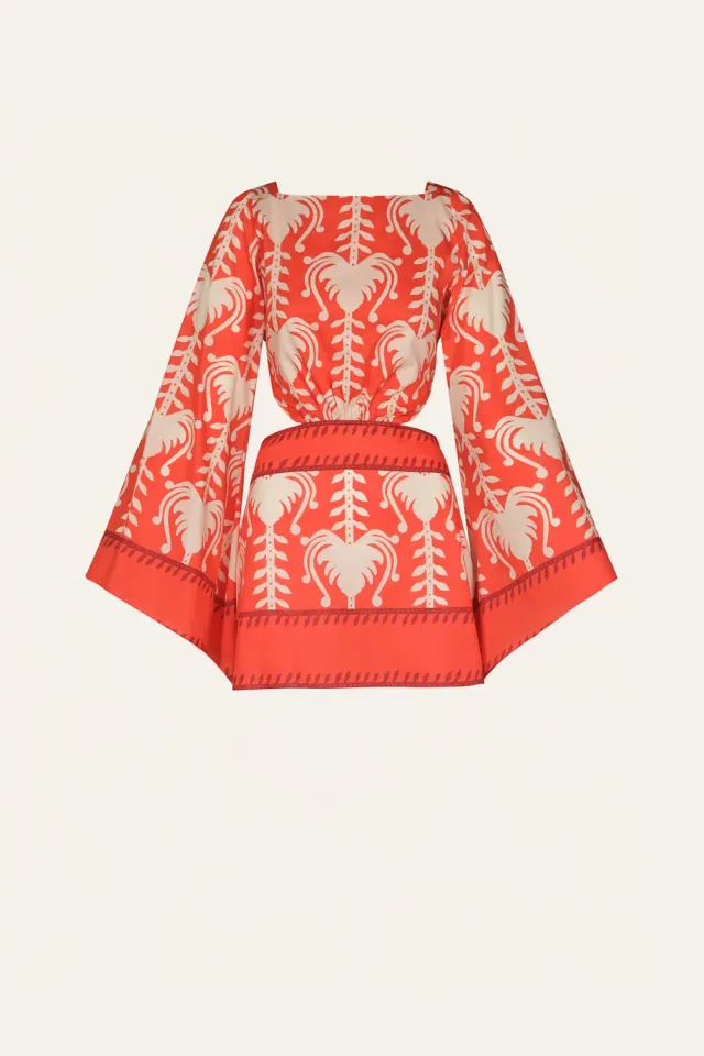 Johanna Ortiz Words Of Wisdom mini abito cotone rosso cut-out