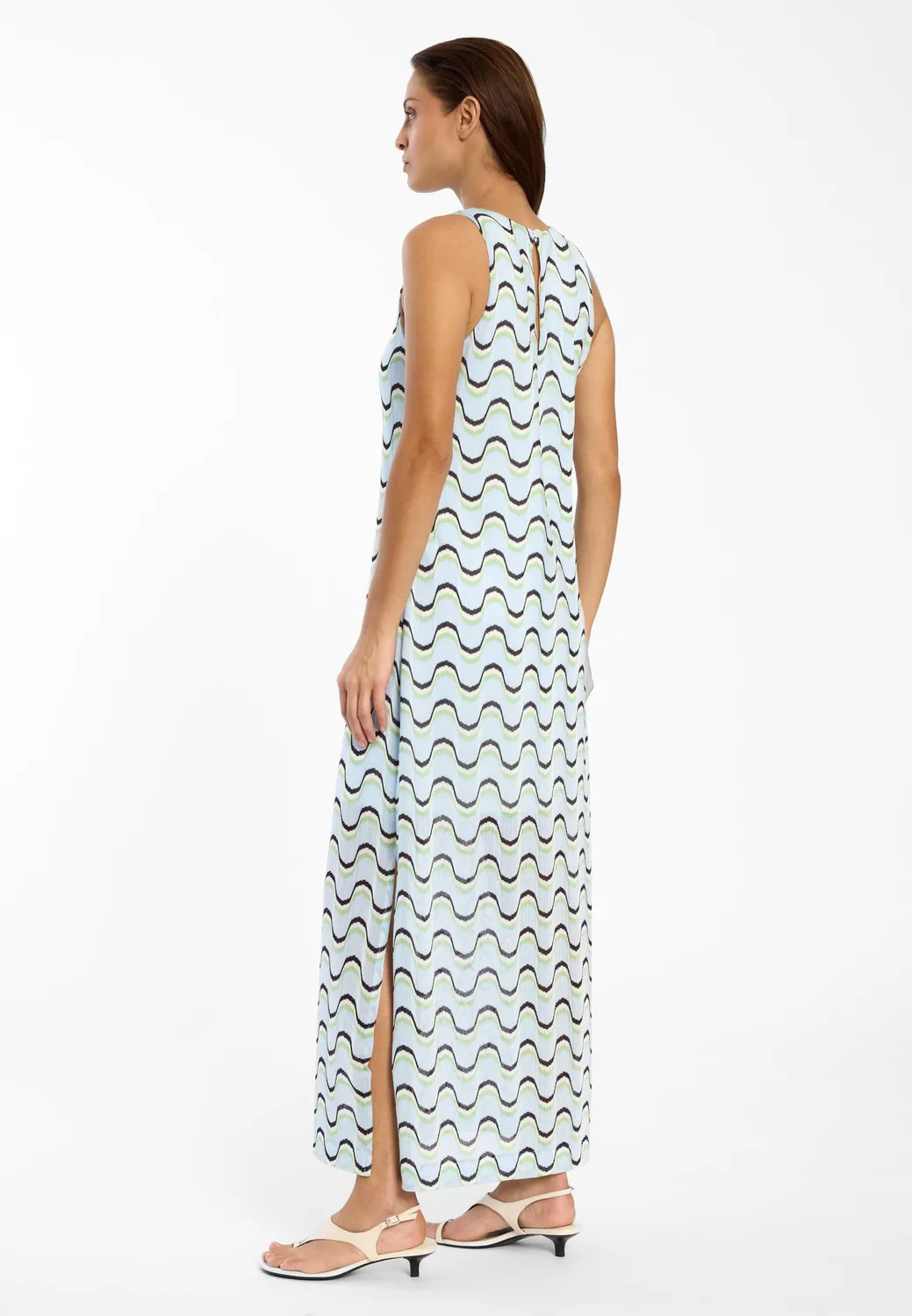 Ana Alcazar Dinea abito maxi onde azzurre