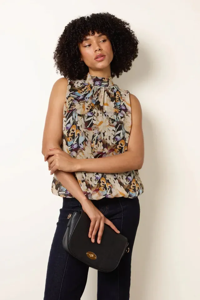 Blue Vanilla Watercolour blusa nera senza maniche
