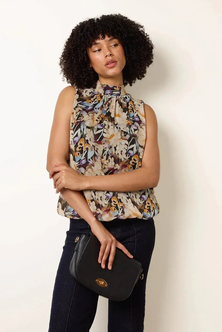 Blue Vanilla Watercolour blusa nera senza maniche