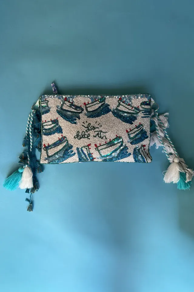 Antica Sartoria DV701 pochette clutch blu marino cotone