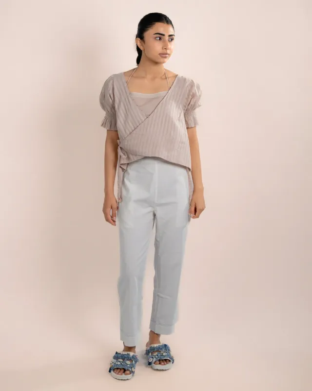 Our Dve Koi Top incrocio + tube top righe rosa cotone