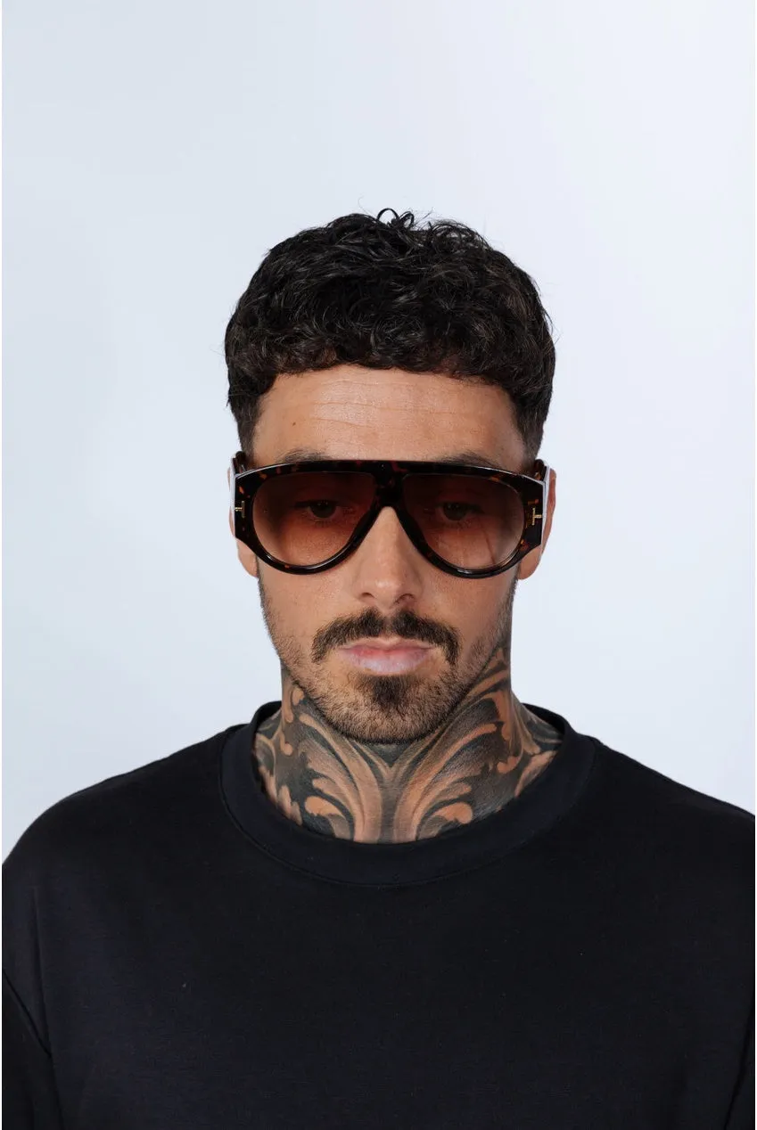 SVNX Rounded occhiali da sole tartaruga oversize UV400