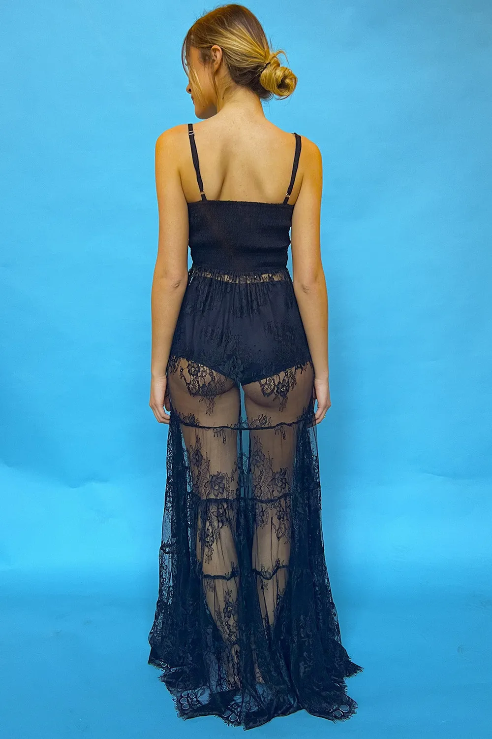Antica Sartoria Positano DW300 abito lungo bretelle nero