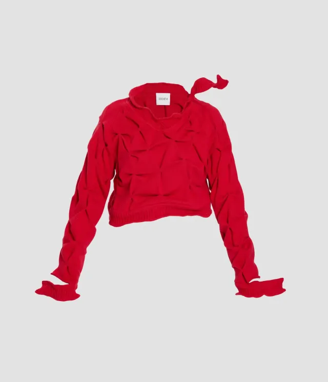Erdem Crinkle Cotton Wool Jumper maglione rosso