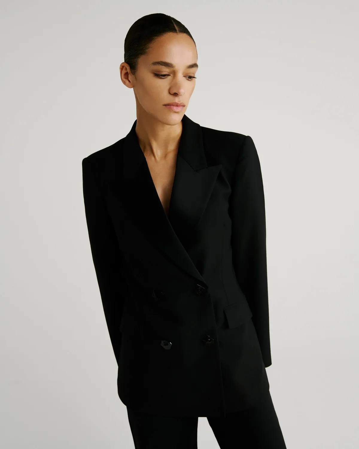 Violante Nessi Sir blazer nero lana revers satin