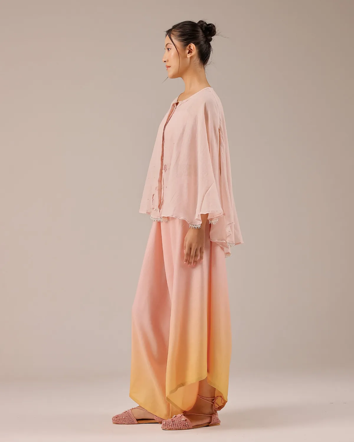 Our Dve Golden Dune Top Tube Top Completo rosa palazzo lino